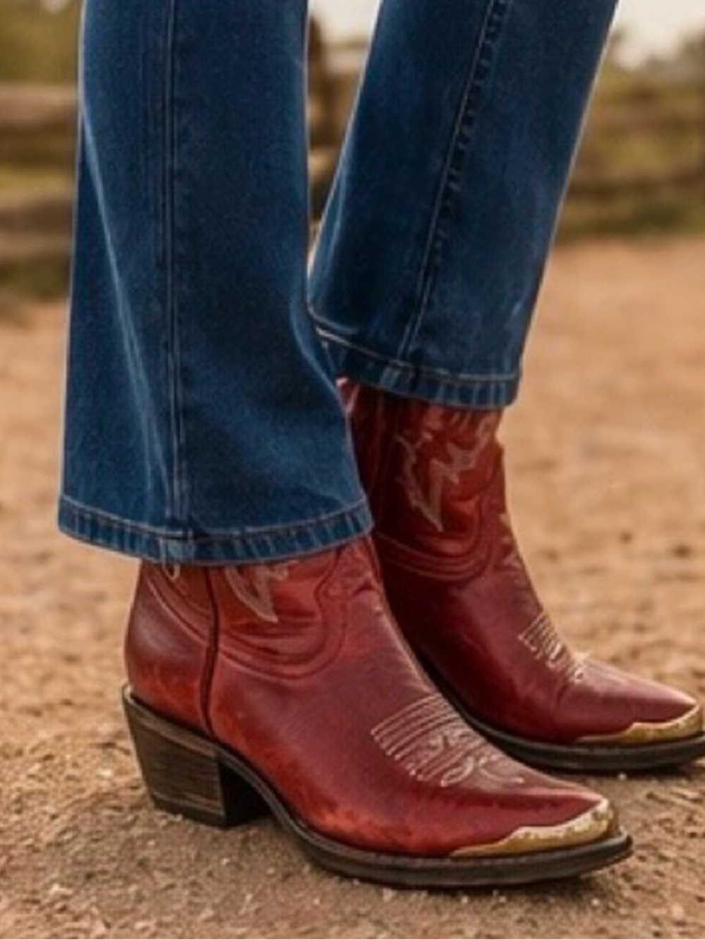 Idyllwind Red Leather Gold Toe Western Ankle Boots Women’s 8 B